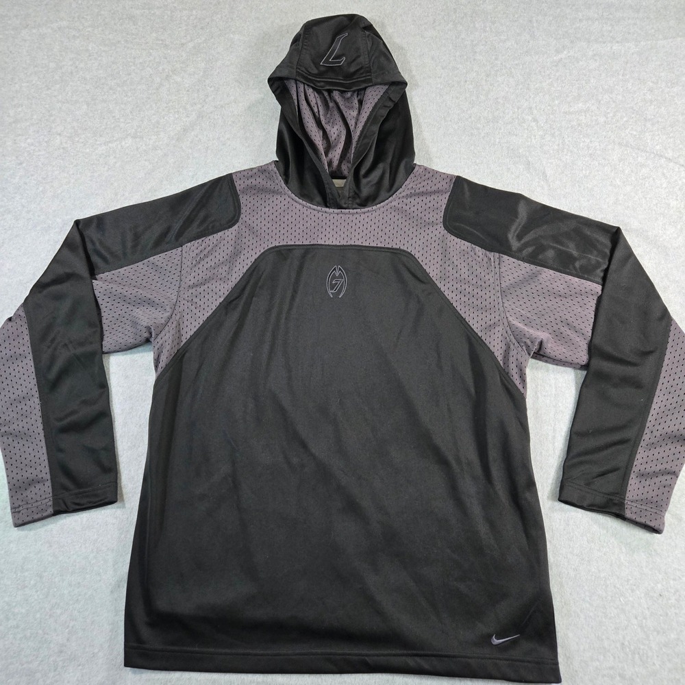 Nike Michael Vick MV7 Hoodie Mens Medium Black Grey Mesh Performance Sweatshirt
